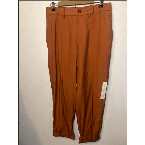 482 A New Day Women’s High-Waist Cuffed Trousers – Rust Brown Tailored Pants - Picture 3 of 3